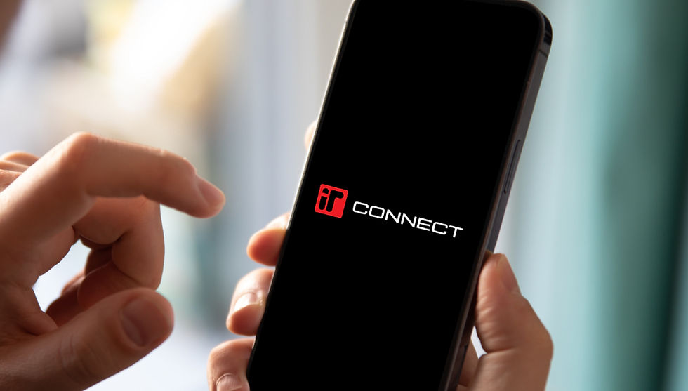Smartphone showing the iR CONNECT app logo on the screen.