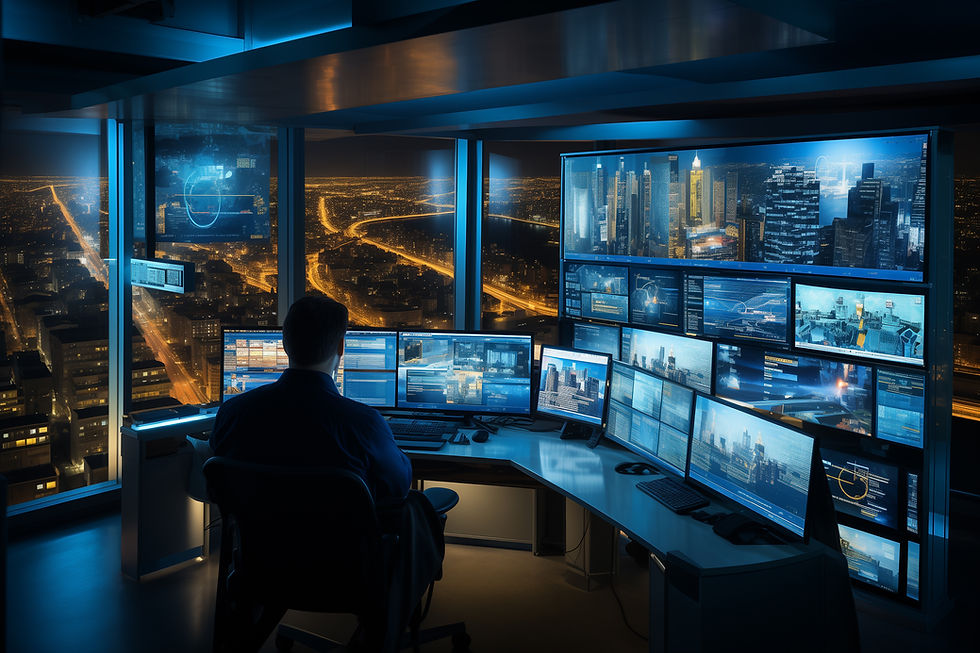 Person watching CCTVs
