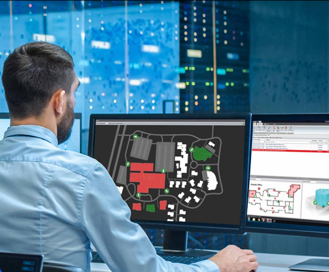 Person checking blueprint