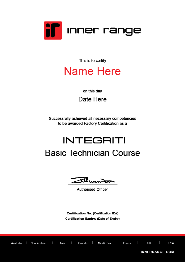 Inner Range Factory Certification