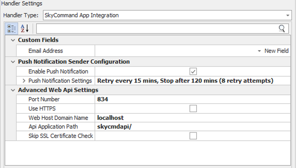Integration Handler Settings