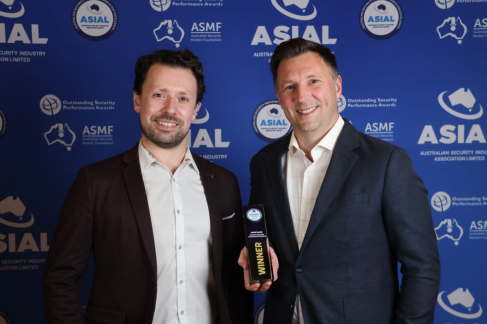Men holding their award