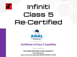 Inner Range Infiniti Class 5 High Security Solution Re-Certified by ASIAL