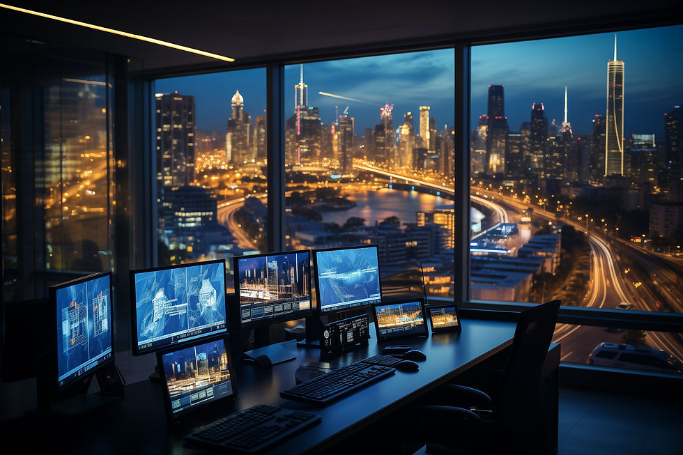 A computer setup inside an office