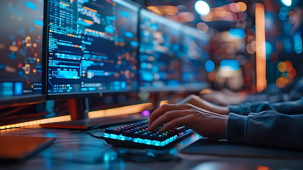 Typing on a computer setup 
